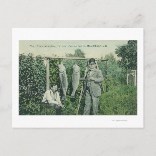 Aussicht auf Fischer mit Fang bei Fitch Mt. Postkarte (Vorderseite)