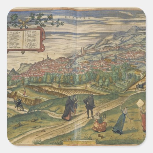 Aussicht auf Granada Quadratischer Aufkleber (Vorderseite)