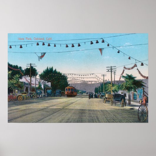 Aussicht auf Idora Park von StreetOakland, CA Poster (Vorne)