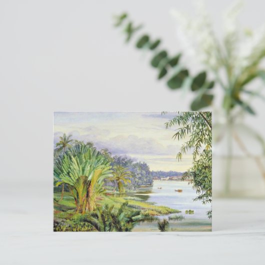 Aussicht auf Kuchine und Fluss, Sarawak, Borneo Postkarte (Stehend Vorderseite)