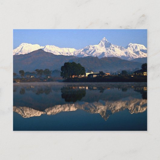 Aussicht auf Macchapuchach über Pokhara-See, Pokha Postkarte (Vorderseite)