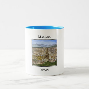 Aussicht auf Malaga von der Alcazaba, Spanien Zweifarbige Tasse