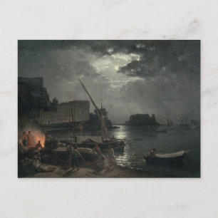 Aussicht auf Neapel im Mondlicht, 1829 Postkarte