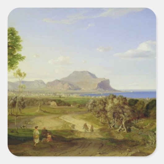 Aussicht auf Palermo, 1828 Quadratischer Aufkleber (Vorderseite)