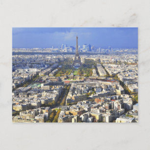 Aussicht auf Paris mit Eiffelturm und La Defense Postkarte