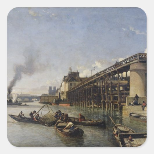 Aussicht auf Paris, Seine oder Estacade, 1853 Quadratischer Aufkleber (Vorderseite)
