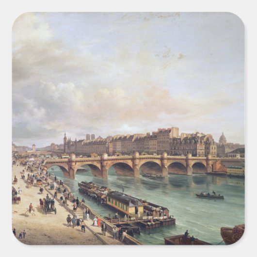 Aussicht auf Pont Neuf, 1832 Quadratischer Aufkleber (Vorderseite)
