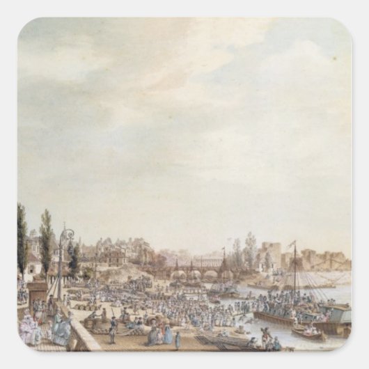 Aussicht auf Port Saint-Paul, Paris, 1782 Quadratischer Aufkleber (Vorderseite)