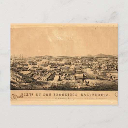 Aussicht auf San Francisco, Kalifornien (1850) Postkarte (Vorderseite)