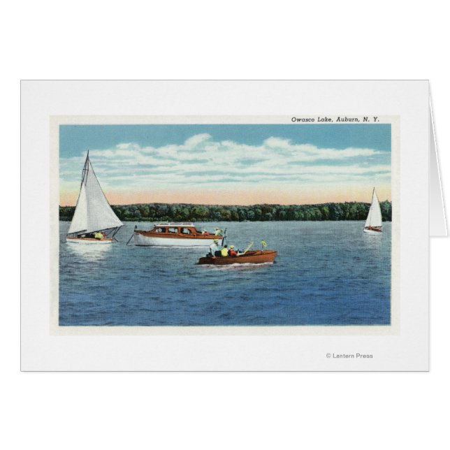 Aussicht auf Segel- und Motorboote am Owasco See (Vorderseite (Horizontal))