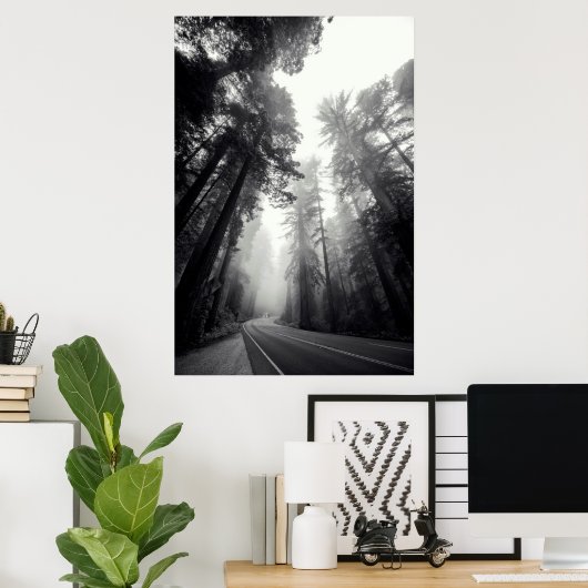 Aussicht auf Sequoia-Bäume im Wald Poster (Heimbüro)