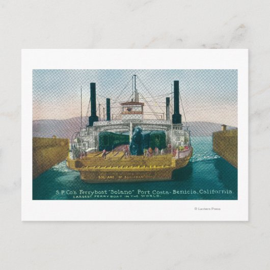 Aussicht auf SP Ferry Boat Solano im Dock Postkarte (Vorderseite)