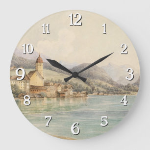 Aussicht auf St. Wolfgang am Wolfgangsee Carl Lafi Große Wanduhr