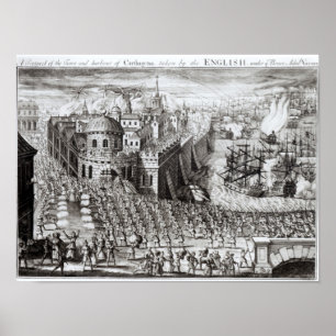 Aussicht auf Stadt und Hafen Poster