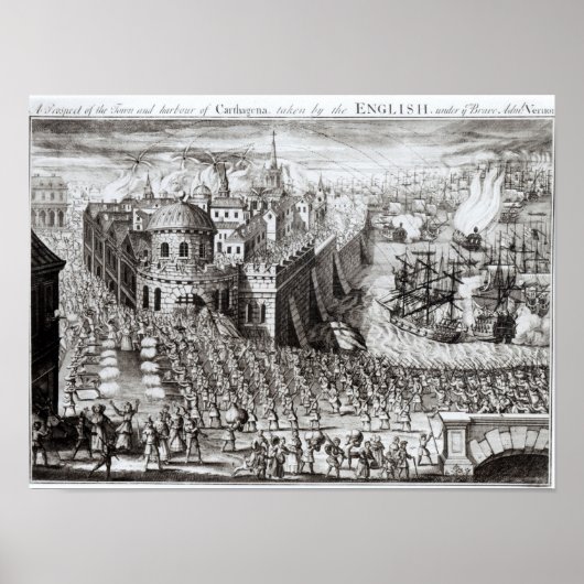 Aussicht auf Stadt und Hafen Poster (Vorne)