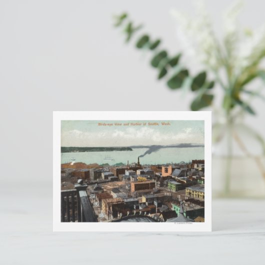 Aussicht auf Stadt und Hafen Postkarte (Stehend Vorderseite)