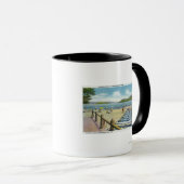 Aussicht auf Strand und Pier von Scaroon Manor Tasse (VorderseiteRechts)