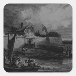 Aussicht auf Tilbury Fort, graviert von H. Adhard Quadratischer Aufkleber