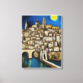 Aussicht auf Toledo - Surreal Cityscape Malerei Leinwanddruck