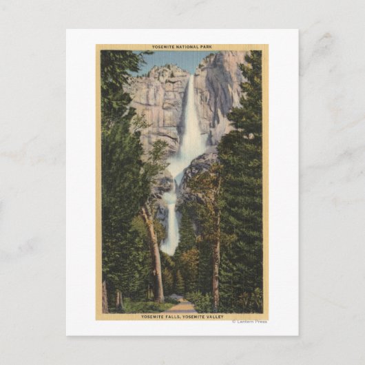 Aussicht auf Yosemite Falls & Valley Postkarte (Vorderseite)