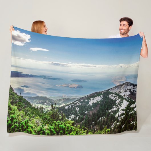 Aussicht aufs Meer aus den Bergen Fleecedecke (Beispiel)