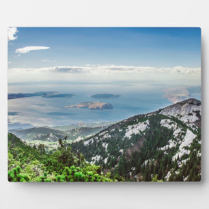 Aussicht aufs Meer aus den Bergen Fotoplatte