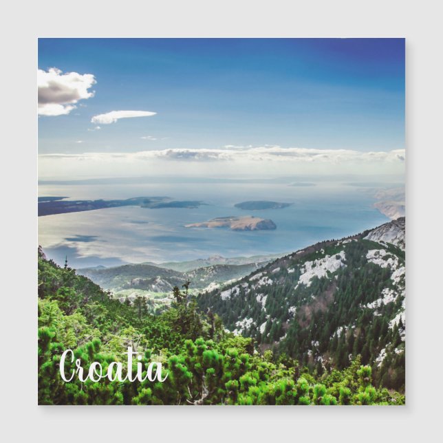 Aussicht aufs Meer aus den Bergen Magnetkarte (Vorderseite)