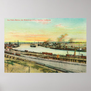 Aussicht aus der Luft auf den Hafen von San Pedro Poster