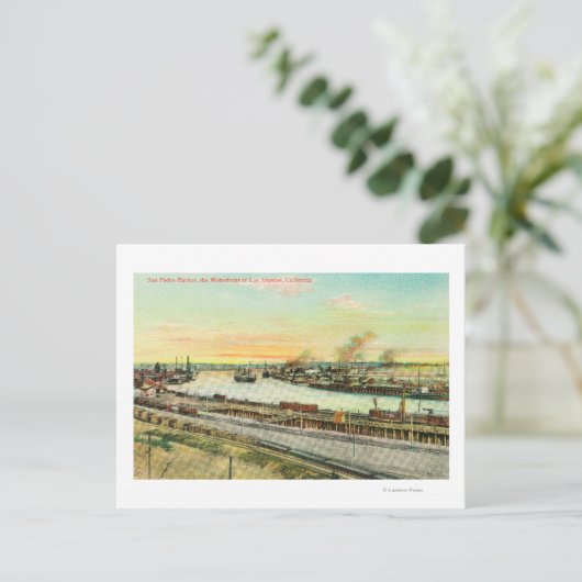 Aussicht aus der Luft auf den Hafen von San Pedro Postkarte (Stehend Vorderseite)