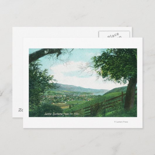 Aussicht aus der Luft von den Hügeln auf die Stadt Postkarte (Vorne/Hinten)