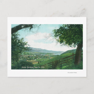 Aussicht aus der Luft von den Hügeln auf die Stadt Postkarte