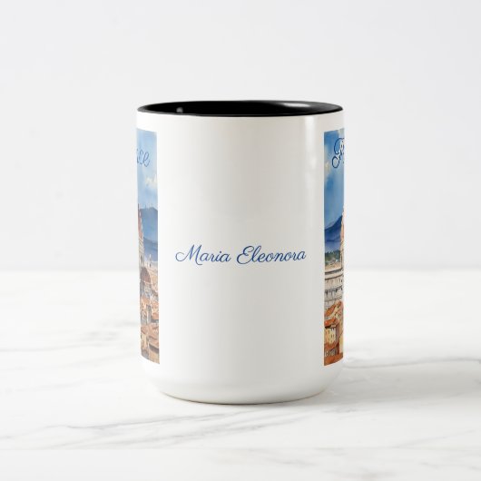 Aussicht Florenz | il Duomo | Wasserfarbe | Ihr Na Zweifarbige Tasse (Mittel)