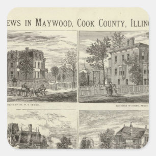 Aussicht in Maywood, Cook Landkreis, Illinois Quadratischer Aufkleber