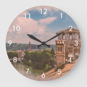 Aussicht vom Dach in Verona Große Wanduhr