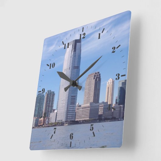 Aussicht vom Hudson River bis zur Silhouette der S Quadratische Wanduhr (Winkel)