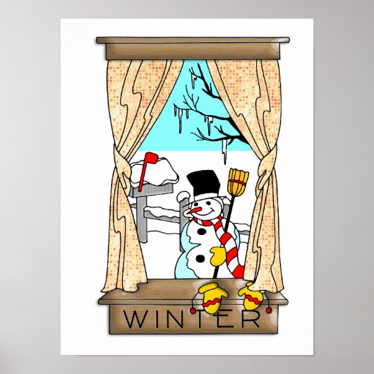 Aussicht vom Küchenfenster im Winter Poster (Vorne)