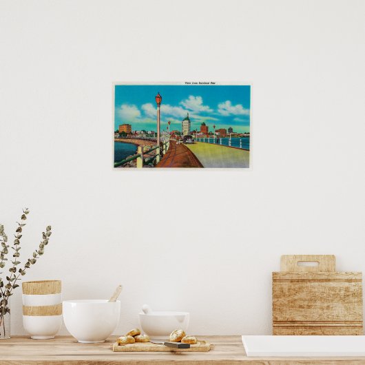 Aussicht vom Regenbogen-Pier, langer Strand Poster (Küche)