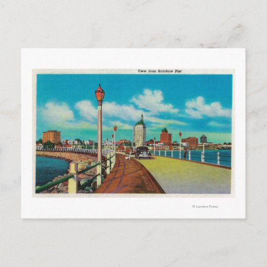 Aussicht vom Regenbogen-Pier, langer Strand Postkarte (Vorderseite)