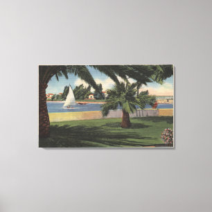 Aussicht von Collins Island, Segelboot auf Wasser Leinwanddruck