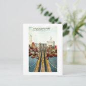Aussicht von der Brooklyn Bridge, NY Vintag Postkarte (Stehend Vorderseite)