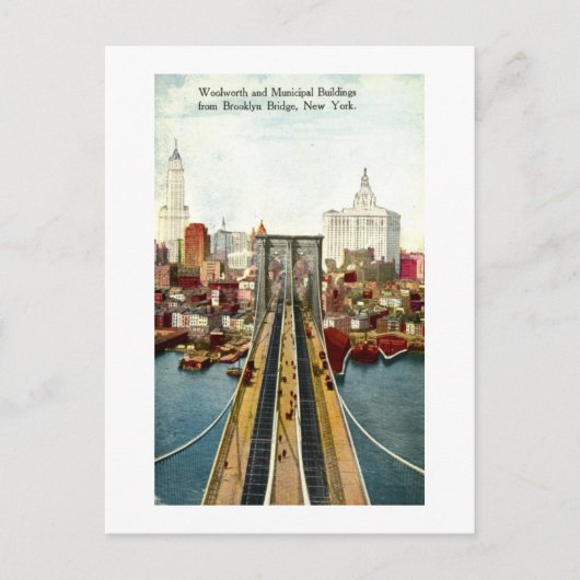 Aussicht von der Brooklyn Bridge, NY Vintag Postkarte (Vorderseite)