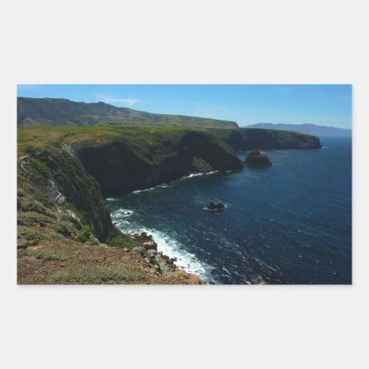 Aussicht von der Insel Santa Cruz auf die Kanalins Rechteckiger Aufkleber (Vorderseite)