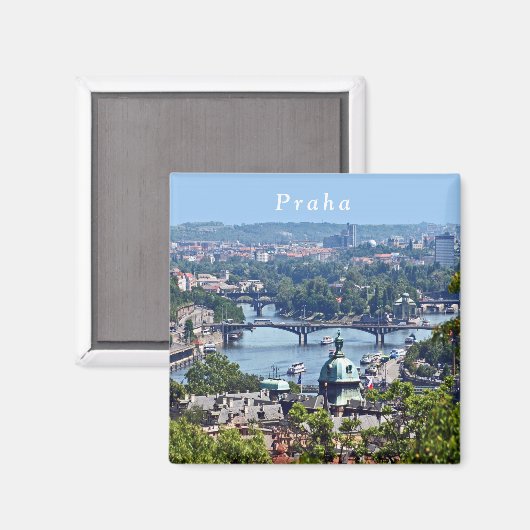 Aussicht von der Prager Burg aus auf die Stadt. Magnet (Vorderseite/Rückseite)