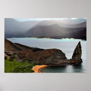 Aussicht von der Spitze Bartolome auf den Galapago Poster