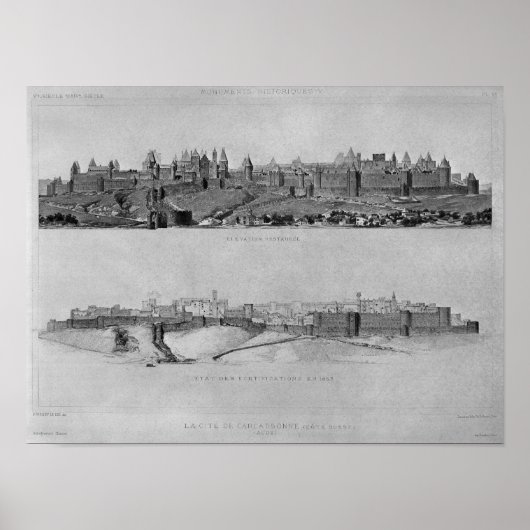 Aussicht von der Westseite auf Carcassonne Poster (Vorne)