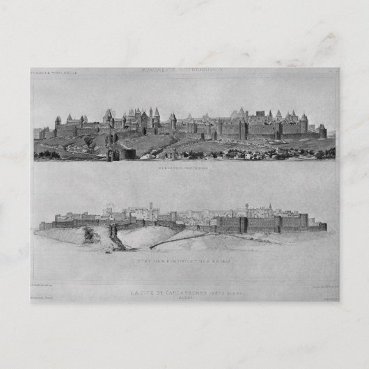 Aussicht von der Westseite auf Carcassonne Postkarte (Vorderseite)