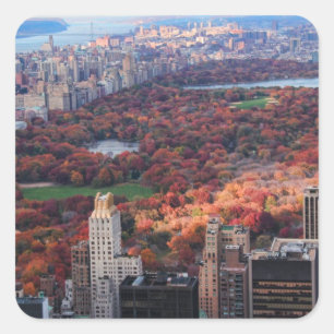 Aussicht von oben: Herbst im Central Park 01 Quadratischer Aufkleber