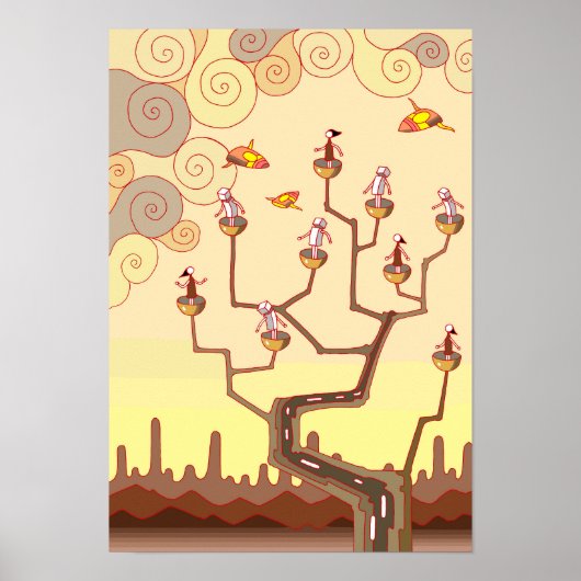 Aussichtsplattform alter Bäume. Poster (Vorne)