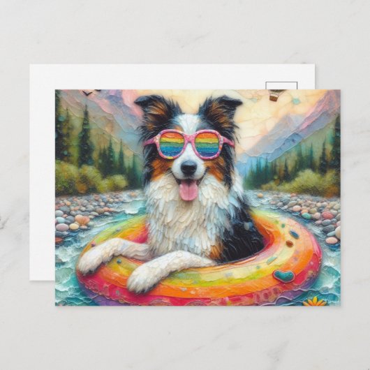 Aussie auf einem Rainbow Color Float Postkarte (Vorne/Hinten)