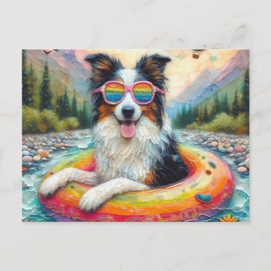 Aussie auf einem Rainbow Color Float Postkarte (Vorderseite)
